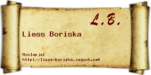 Liess Boriska névjegykártya